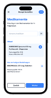 Screenshot der MYA App für Schritt 2 der Anleitung