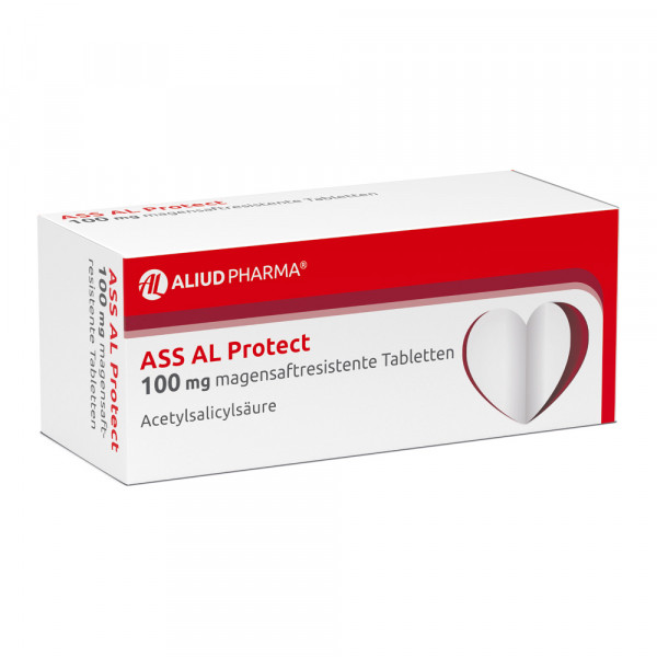 Abbildung für ASS AL Protect 100 mg magensaftresistente Tabletten bei erhöhtem Herzinfarkt- und Schlaganfallrisiko