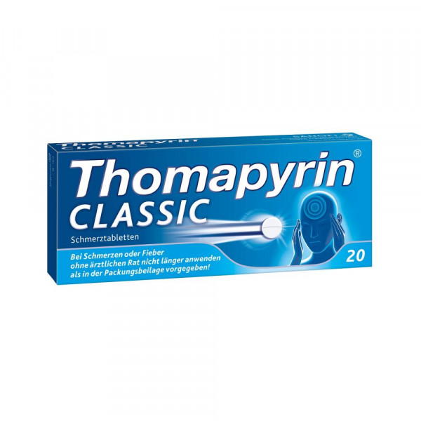 Abbildung für THOMAPYRIN CLASSIC Schmerztabletten bei Kopfschmerzen mit ASS, Paracetamol und Coffein