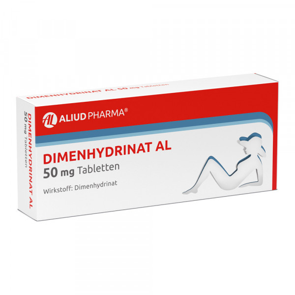 Abbildung für Dimenhydrinat AL 50 mg Tabletten bei Übelkeit und Erbrechen und Schwindel