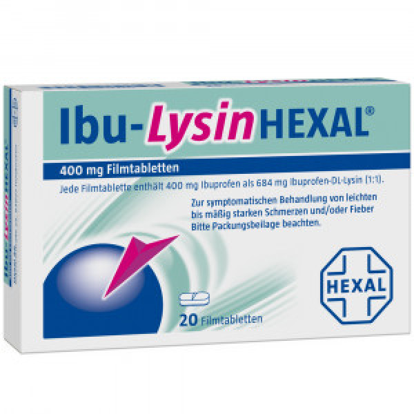 Abbildung für IBU-LYSINHEXAL 400 mg Ibuprofen als 684 mg Ibuprofen-DL-Lysin Filmtabletten (1:1)
