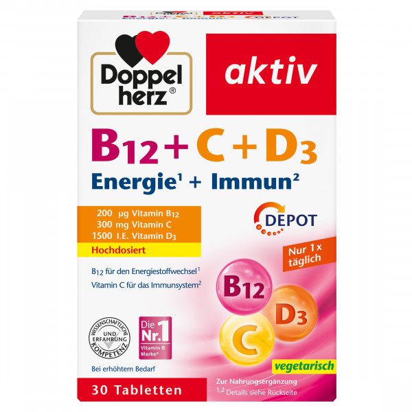 Abbildung für DOPPELHERZ B12+C+D3 Depot aktiv Tabletten