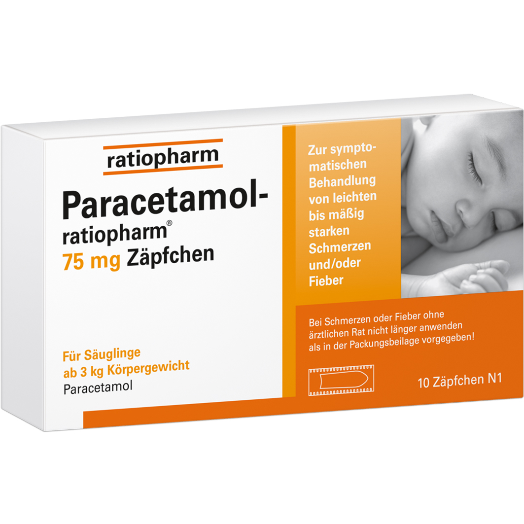 Abbildung für PARACETAMOL-ratiopharm 75 mg Zäpfchen