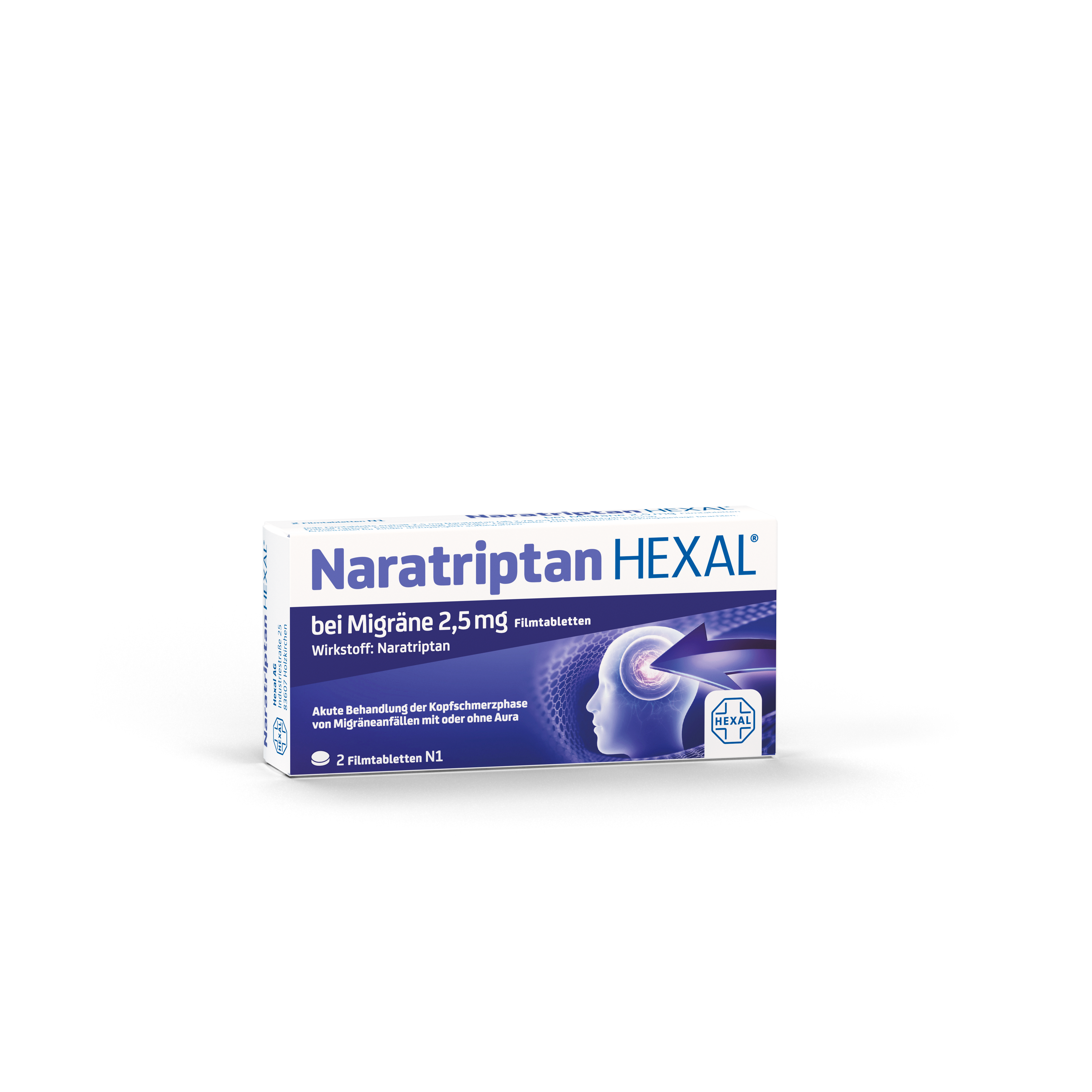 Abbildung für NARATRIPTAN HEXAL bei Migräne 2,5 mg Filmtabletten