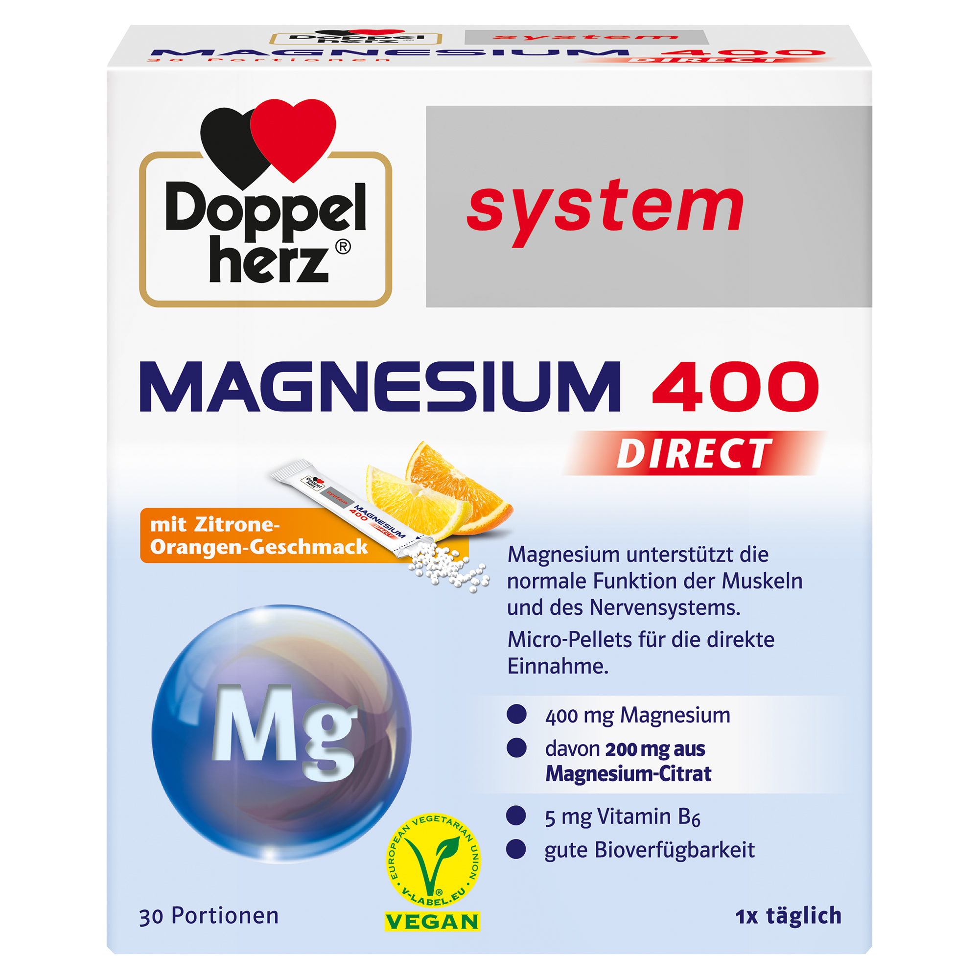 Abbildung für DOPPELHERZ Magnesium 400 DIRECT system Pellets