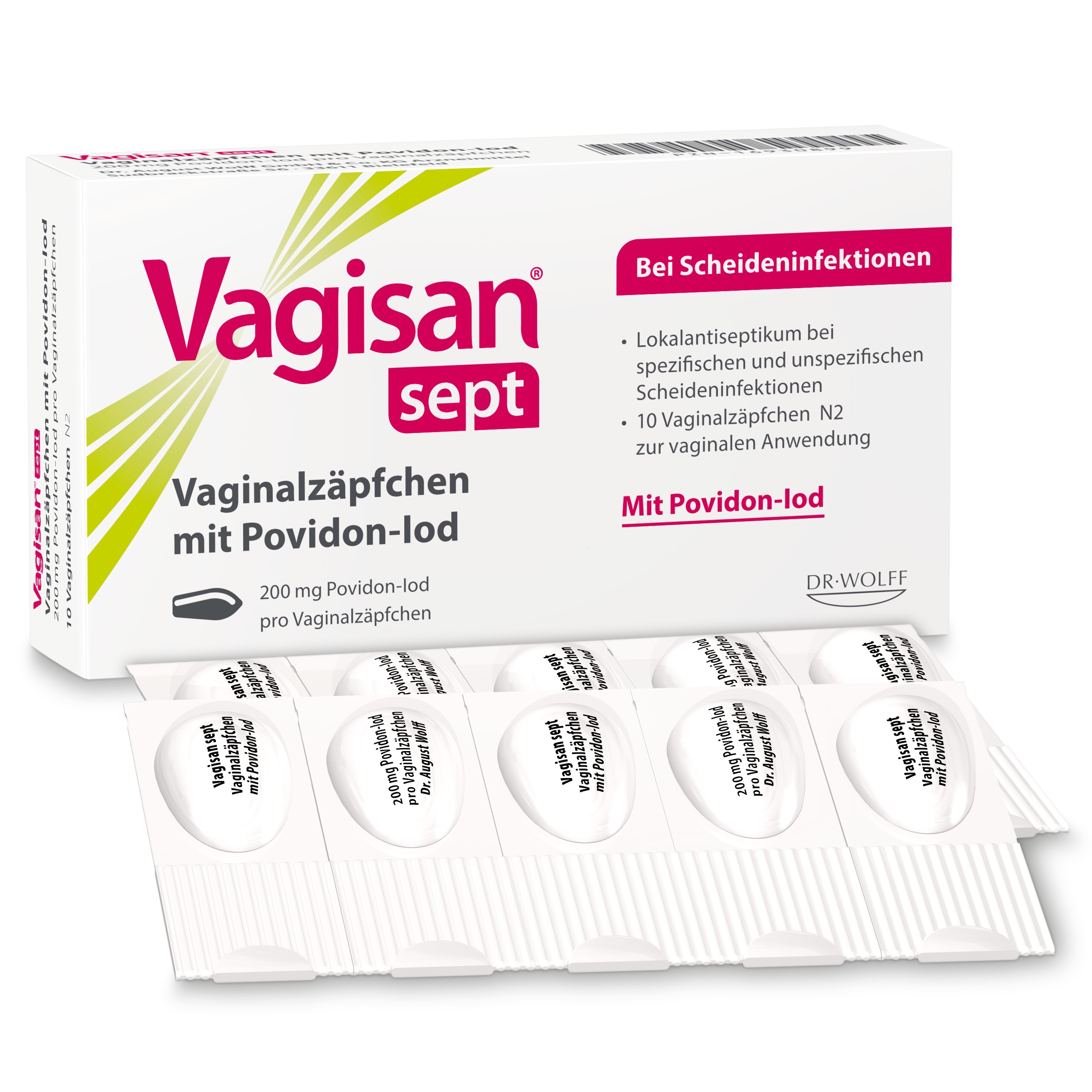 Abbildung für VAGISAN sept Vaginalzäpfchen mit Povidon-Iod